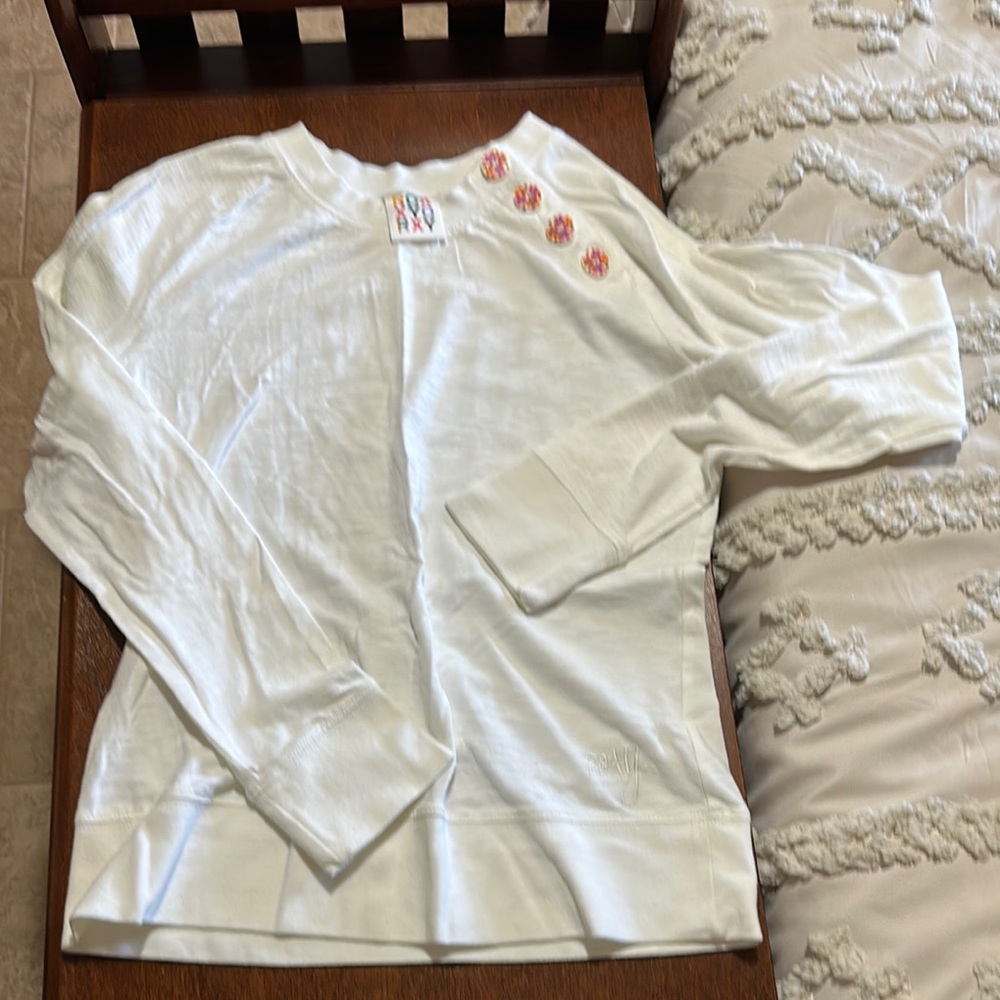 Roxy White Long Sleeve Tee Essential Cotton